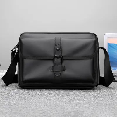Men's Black Shoulder Crossbody Messenger Bag Lightweight Nylon