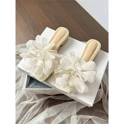 French Fairy Pearl Heel Sandals for Women