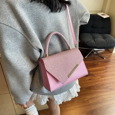 Pink Faux Leather Shoulder Bag for Women 2025