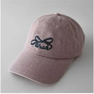 Women's Grey Bowknot Embroidered Cap