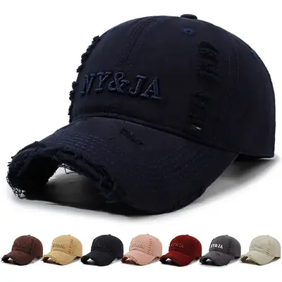 Men Navy Blue Retro Baseball Cap with Letter Embroidery