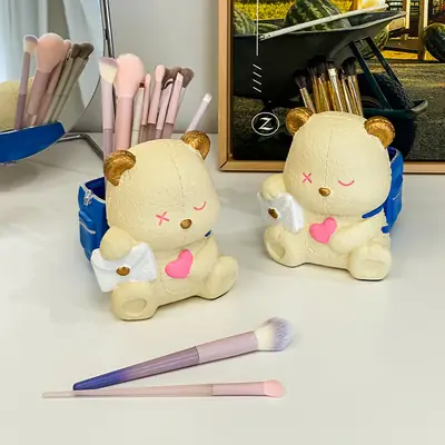 Makeup Brush Storage Bear Holder for Bedroom Dresser