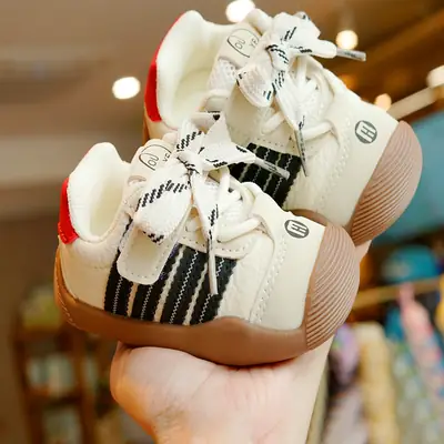 Toddler Shoes, Beginner Baby Shoes, 1-2 Years Old Baby Shoes, Soft Sole, Non-Slip, Spring & Fall New Style, Breathable Stripes