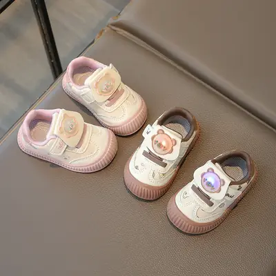 Boys' Light-Up Leather Toddler Shoes Autum New 0-1-2 Year Old Female Baby Soft Sole Shoes Baby Shoes for Kidsren