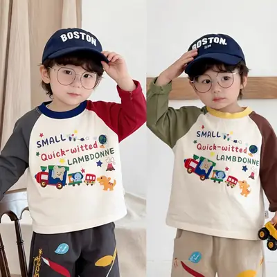 Children's Long Sleeve T-Shirt Set 2026 Spring Boys