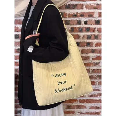 New Large Capacity Letter Embroidered Canvas Bag for Women