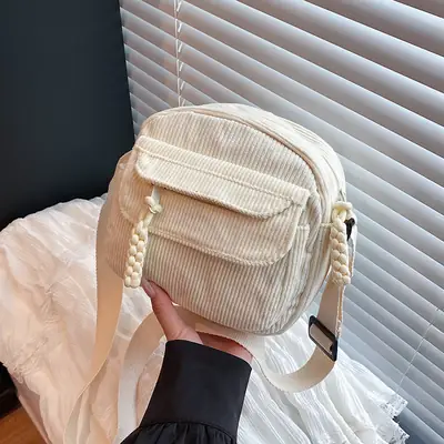 Women's Textured Square Bag Cream Shoulder Crossbody Summer