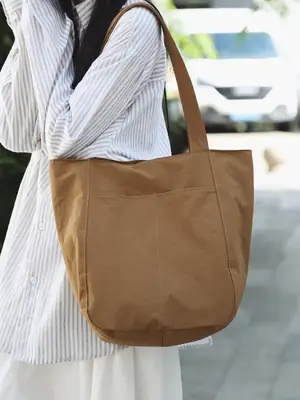 Women Nylon Shoulder Bag Brown Large Capacity