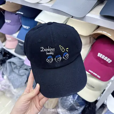 Women Blue Embroidered Baseball Cap Large Head Circumference