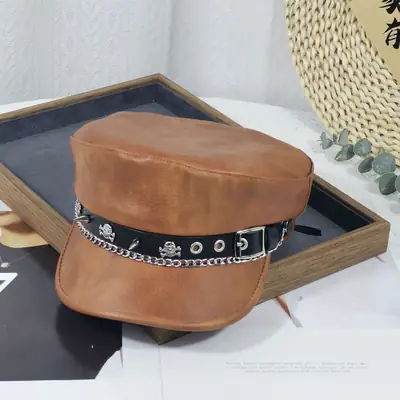 Women's Vintage Gradient Beret Navy Face-Slimming Cap Large Circumference