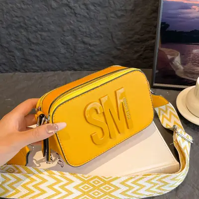 Women's Yellow Embroidered Crossbody Bag with SPF57 Design
