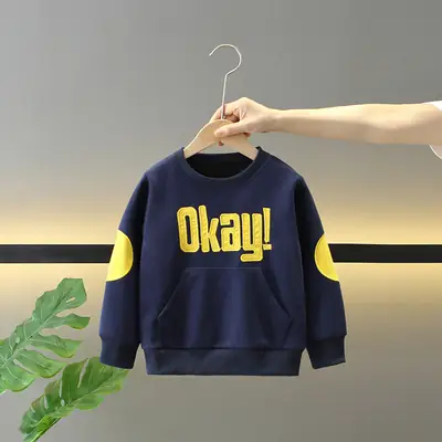 Boys Sweatshirt Navy Blue Okay Yellow Print 2025