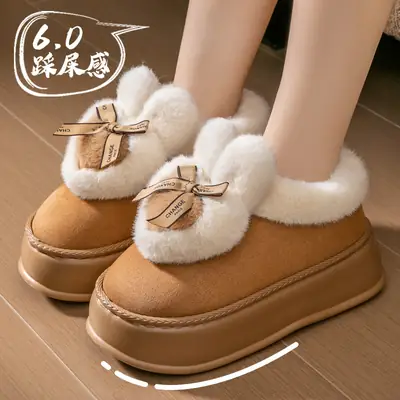 Cotton Slippers for Women, Autumn and Winter 2026 New Style, Closed-Back Home Indoor Warm Non-Slip Cotton Shoes, Suitable for Outdoor Wear, Men's Version with Added Fleece