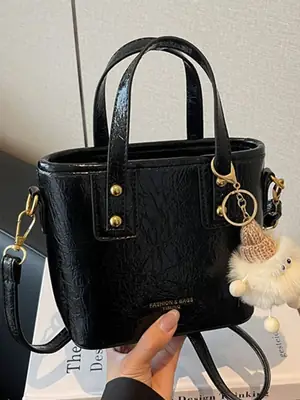 Black Embossed Crossbody Bag for Women 2026