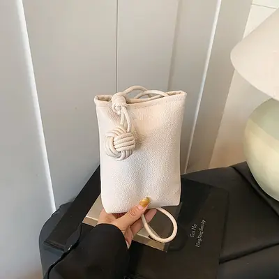 White Textured Mini Shoulder Bag for Women 2025