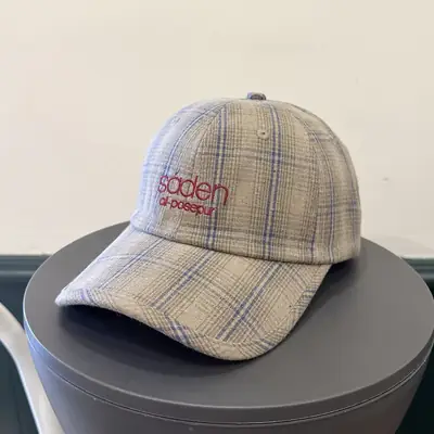 Korean Plaid Baseball Cap Women Couple's Retro Duckbill Cap