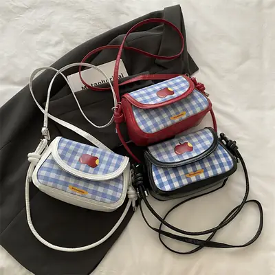 Korean Style Plaid Mini Shoulder Bag 2026