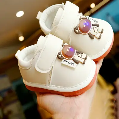 Toddler Shoes Spring & Fall New Beginner Baby Shoes 1-2 Years Old Baby Shoes Soft Sole Non-Slip Light-Up Shoes