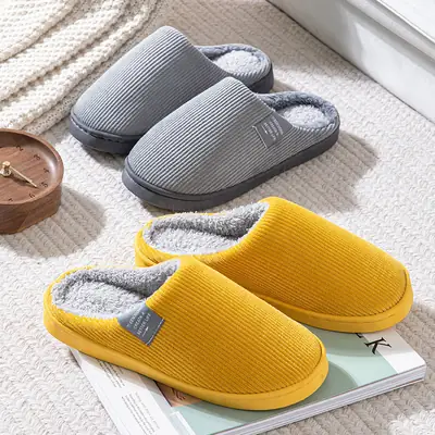 Factory Wholesale Spot Winter Home Cotton Slippers for Women, Non-Slip Couple Plush Comfortable Men's Cotton Slippers for Supermarket Stalls
