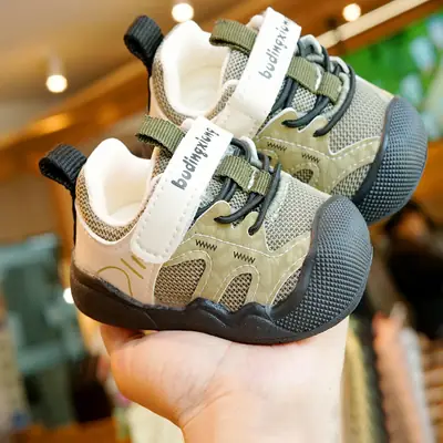 Toddler Shoes Spring & Fall New Beginner Baby Shoes 1-2 Years Old Baby Shoes Soft Sole Non-Slip Breathable Stripes