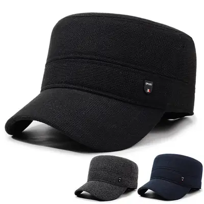 Men Black Cold Proof Flat Cap Cap Clothing Accessories