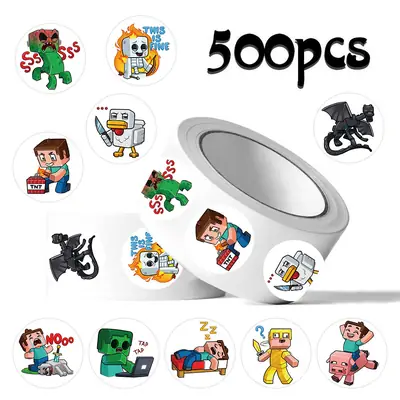 Minecraft Sticker Roll Internet Celebrity Hot Style Creative DIY Handbook Material Stationery Notebook Decorative Tape Wholesale