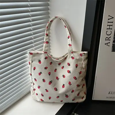 Women Printed Ladybug Tote Bag Large Capacity Casual Shoulder Bag
