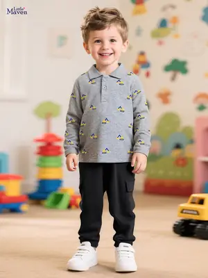 Black Long-Sleeved Boys T-Shirt European Style