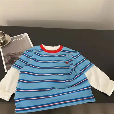 Children Striped Blue Long Sleeve T-Shirt 2025
