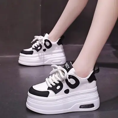 Women White Platform Sneakers 8cm Thick