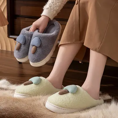 Women Cotton Slippers Warm Anti-Slip Indoor Home