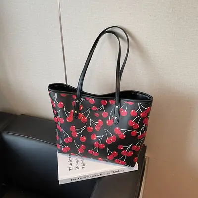 2025 Cherry Print Shoulder Crossbody Tote Bag
