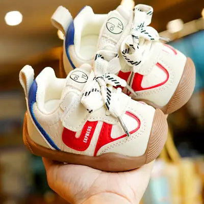 Toddler Shoes Spring & Fall New Beginner Baby Shoes 1-2 Years Old Breathable Baby Shoes Soft Sole Anti-Slip and Anti-Falling
