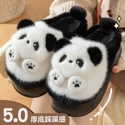 5.0 Ultra-Thick-Soled Panda Cotton Slippers for Women, Autumn and Winter 2026 New Style, Outdoor Plush Warm Cute Cotton Slippers for Women