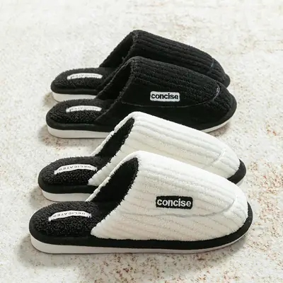 Women Cotton Slippers White Red Winter Indoor Warm