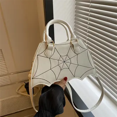 Women's Spiderweb Design Shoulder Bag White