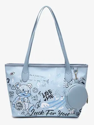 Women's Blue Graffiti Shoulder Bag 2025