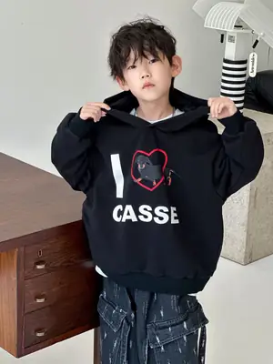 Boys Hoodie Sweatshirt Set Maroon 2025 Spring Fall