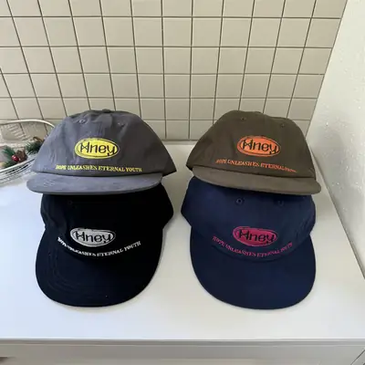 Women Black Embroidered Baseball Cap Large Logo Clothing Accessories