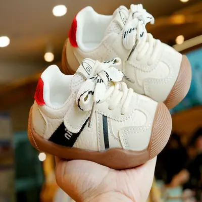 Toddler Shoes Spring & Fall New Beginner Baby Shoes 1-2 Years Old Baby Shoes Soft Sole Non-Slip Breathable Stripes
