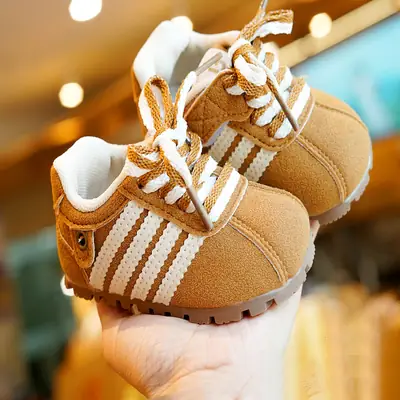Toddler Shoes Spring & Fall New Beginner Baby Shoes 1-2 Years Old Baby Shoes Soft Sole Non-Slip Breathable Stripes