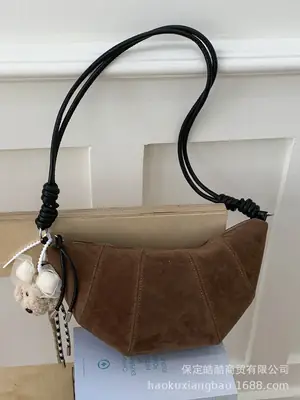 Suede Crossbody Bag Brown Large Capacity Women