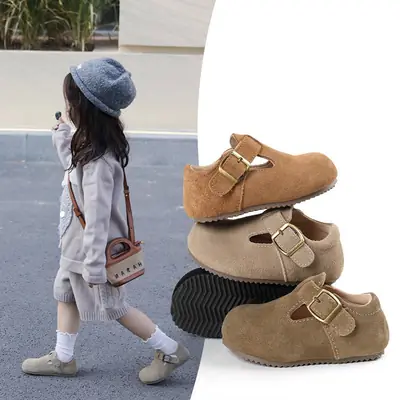 Girls' Birkenstock Shoes 2026 Autumn Breathable Single Shoes Children's Leather Shoes Baby Soft-Soled Walking Shoes Boys' Shoes