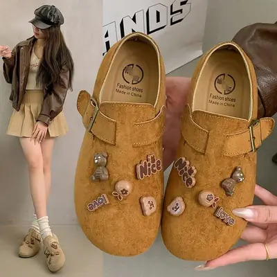 Slip-On All-Inclusive Birkenstock Shoes for Women 2025 Autum New Soft-Soled Non-Slip Comfortable Flats-Soled Breathable Loafers