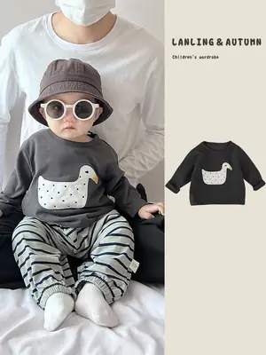 Boys Cotton T-Shirt Duck Print Long Sleeve