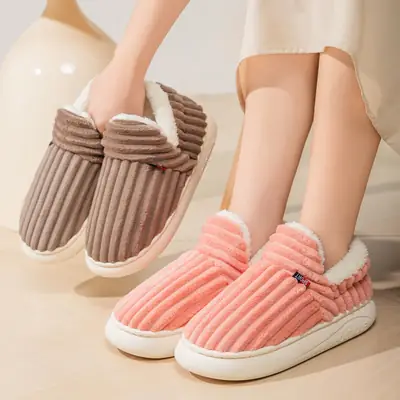 Women's Cotton Shoes, New Style, Cross-Border, Fleece-Lined, Thickened, Home Cotton Shoes, Fashionable Women's Anti-Cold, Warm Slip-On Cotton Slippers