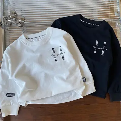 Boys Cotton Long Sleeve T-Shirt Black Graphic
