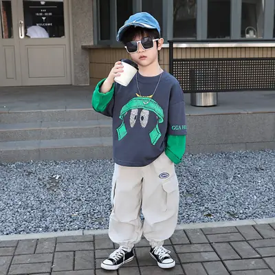 Boys Blue Graphic Cargo Pants T-Shirt Set 2025