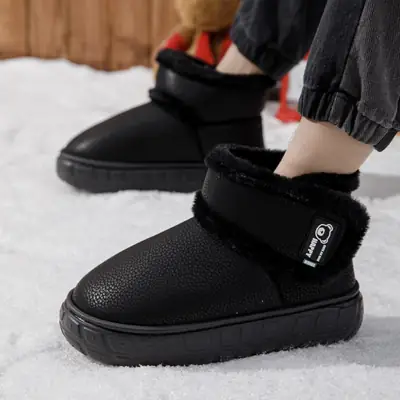 Snow Boots, Outdoor Waterproof Slippers with Heel, Women's Winter Home New Style Couple Thick-Soled Fleece-Lined Warm Cotton Shoes for Men