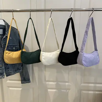 Trendy Square Bag for Women Corduroy Solid Color